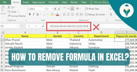 how to remove formula in excel workbook