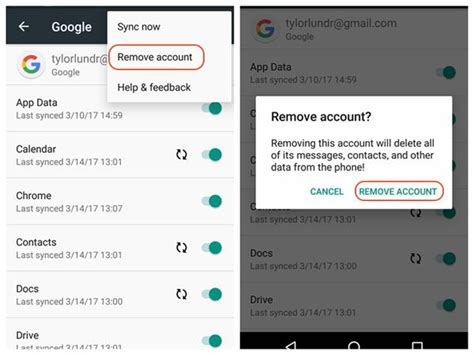 how to remove gmail account from chrome android