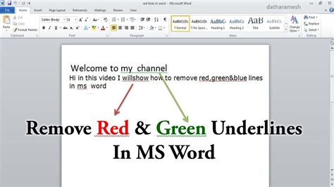 how to remove green line under text in word