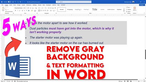 how to remove grey highlight from copied text on word