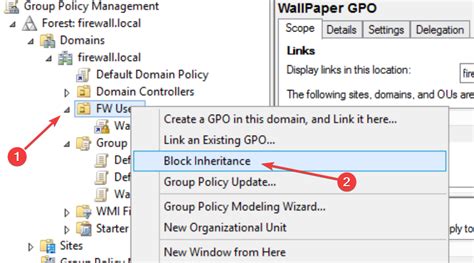 how to remove group policy inheritance