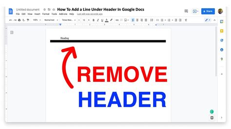 how to remove header line in google docs