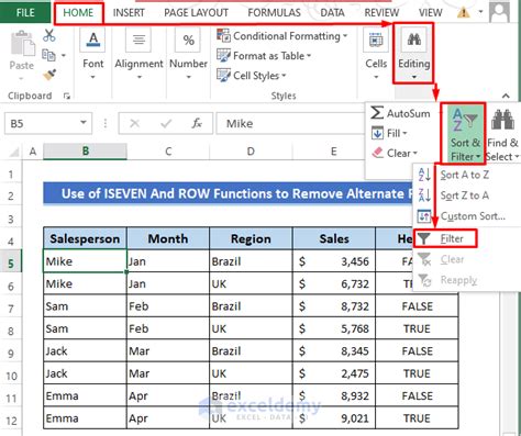 how to remove highlight alternate rows in excel