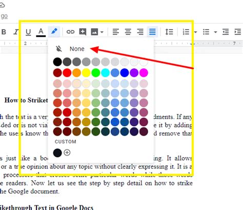 how to remove highlighted text in google docs
