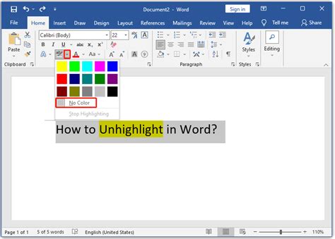 how to remove highlighted text in word document