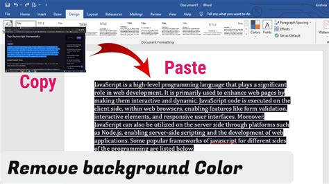 how to remove highlights and background color from pasted text in microsoft word