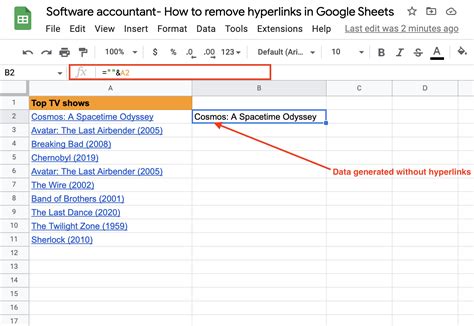 how to remove hyperlink from google sheets