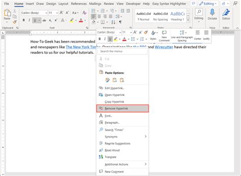 how to remove hyperlink on docs