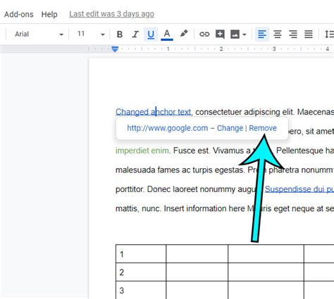 how to remove hyperlink on google docs