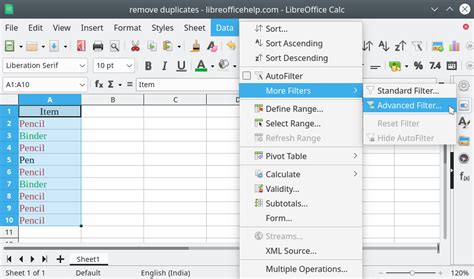 How To Remove In Libreoffice Calc