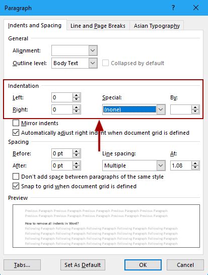 How To Remove Indentations In Word