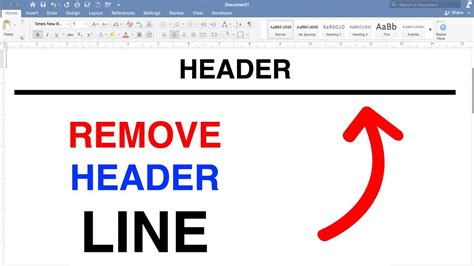 how to remove line in header word