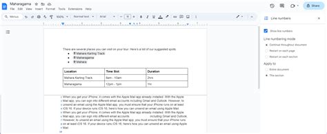 how to remove line numbers in google docs