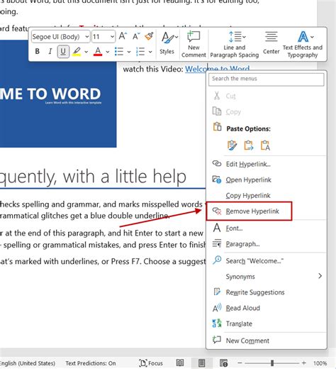 how to remove linked documents in word