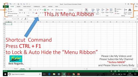 how to remove menu in excel