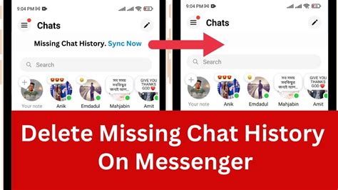 how to remove missing chat history in messenger