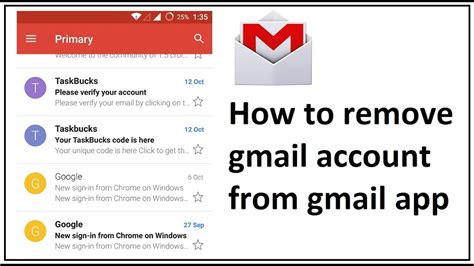 how to remove my email from gmail app