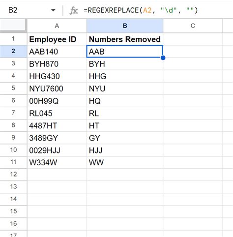 how to remove numbers from text in google sheets