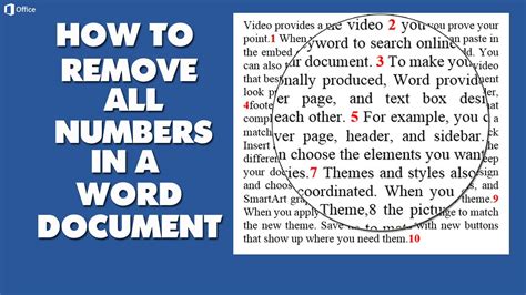 how to remove numbers from text in word
