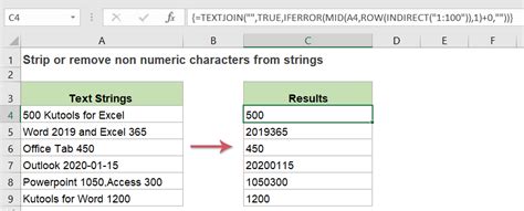 how to remove numeric value from text in excel
