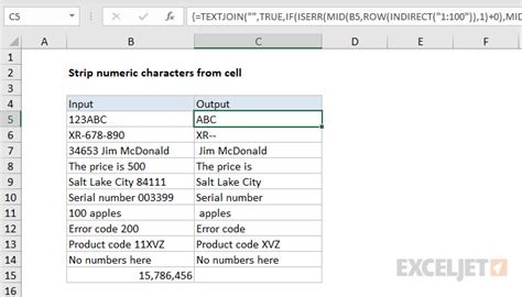 how to remove numeric values in excel
