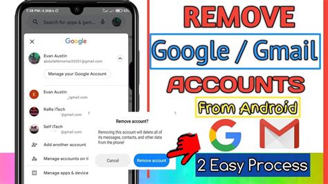 how to remove one gmail account from my android phone