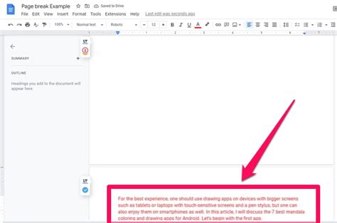 how to remove page break line in google docs