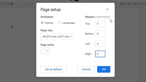 how to remove page margins in google docs