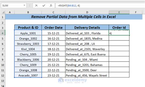 how to remove partial data from multiple cells in excel