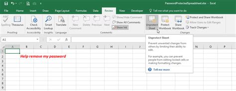 how to remove password from protected excel sheet