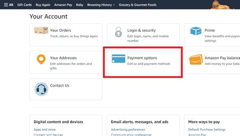 how to remove payment method from amazon