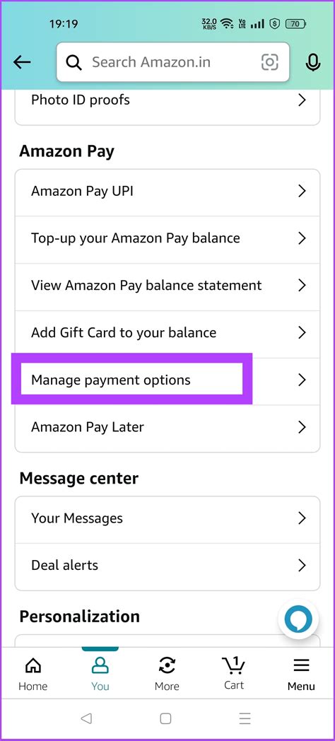 how to remove payment options from amazon