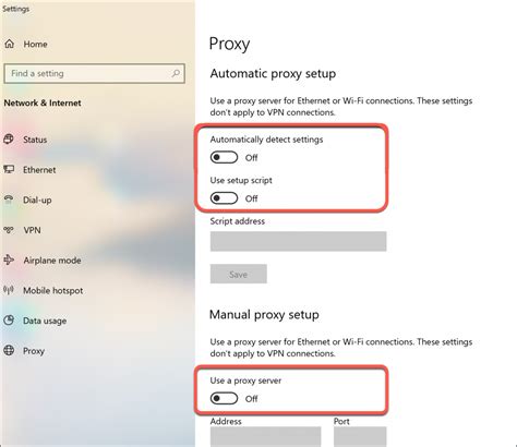 how to remove proxy settings