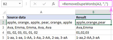 how to remove repeated word in excel