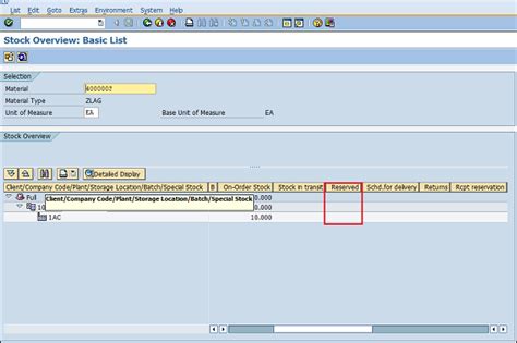 how to remove reserved stock in sap
