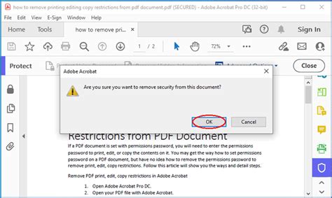 how to remove security restrictions from pdf file