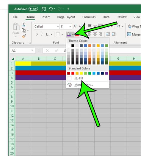 how to remove shaded rows in excel