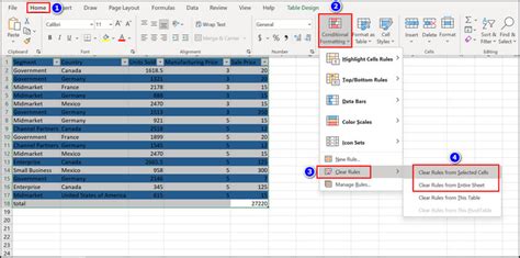 how to remove shading in excel table