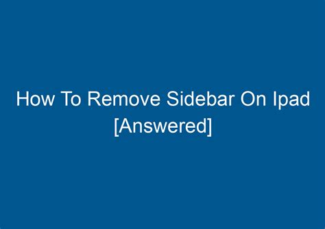 How To Remove Sidebar On Ipad Pdf