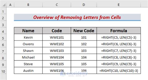 how to remove some letters from a cell in excel