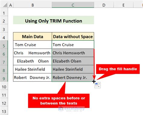 how to remove space before text in excel using formula