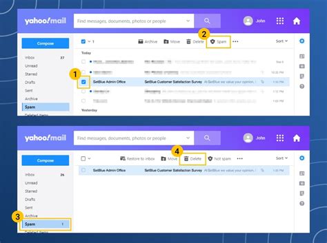 how to remove spam from yahoo email