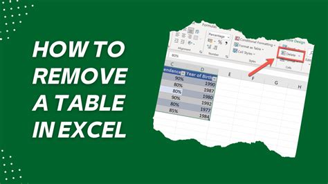 How To Remove Table From Data In Excel