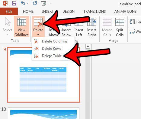 how to remove table outline in powerpoint