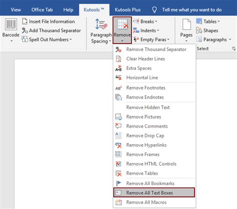 how to remove text boxes in word