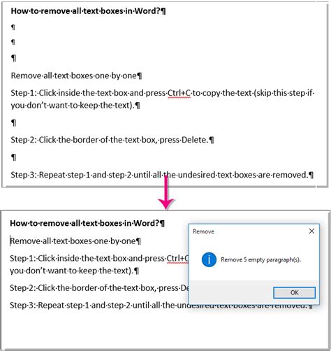 how to remove text field in word