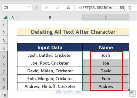 how to remove text from a cell in excel after a character