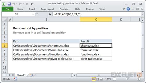 how to remove text from a cell in excel using formula