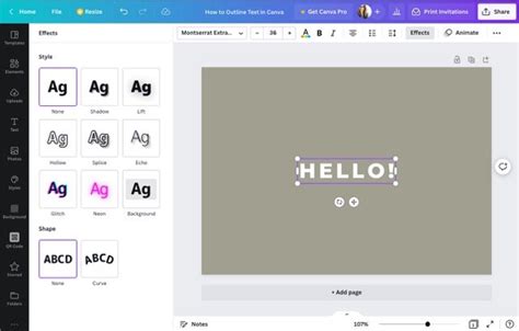how to remove text outline in canva