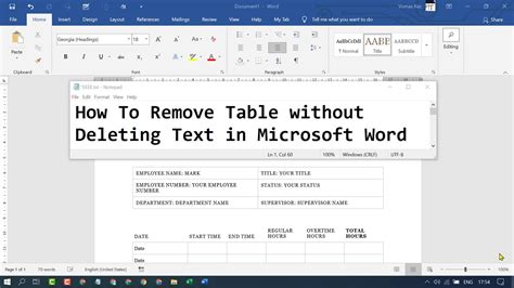 how to remove text without deleting table in microsoft word